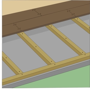 dalle béton + lambourdes + lame bois