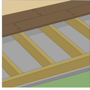 dalle béton + solives + lame bois