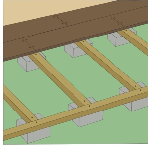 plots béton + lambourdes + lame bois