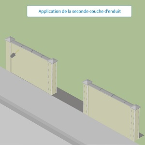 Application de la seconde couche d'enduit de façade