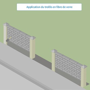 Application du treillis en fibre de verre sur les piliers