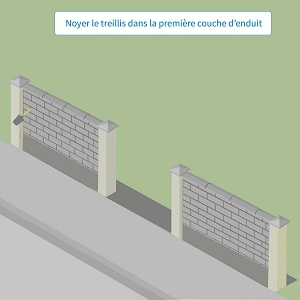 Noyer le treillis dans la première couche d'enduit