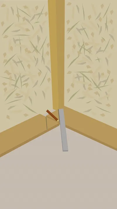 Assemblage de parquet en angle autour d'un angle droit sortant