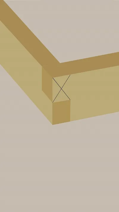 Conception d'un angle droit par enture à mi-bois avec des lambourdes